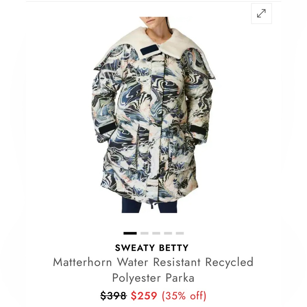 Sweaty Betty Abstract Print Parka with Cream Collar